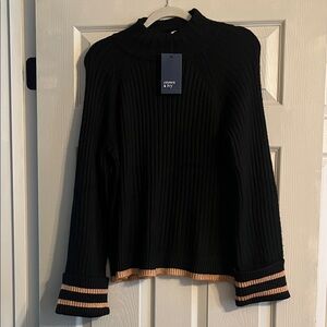 Crown & Ivy Black and Tan Cowl Neck Sweater